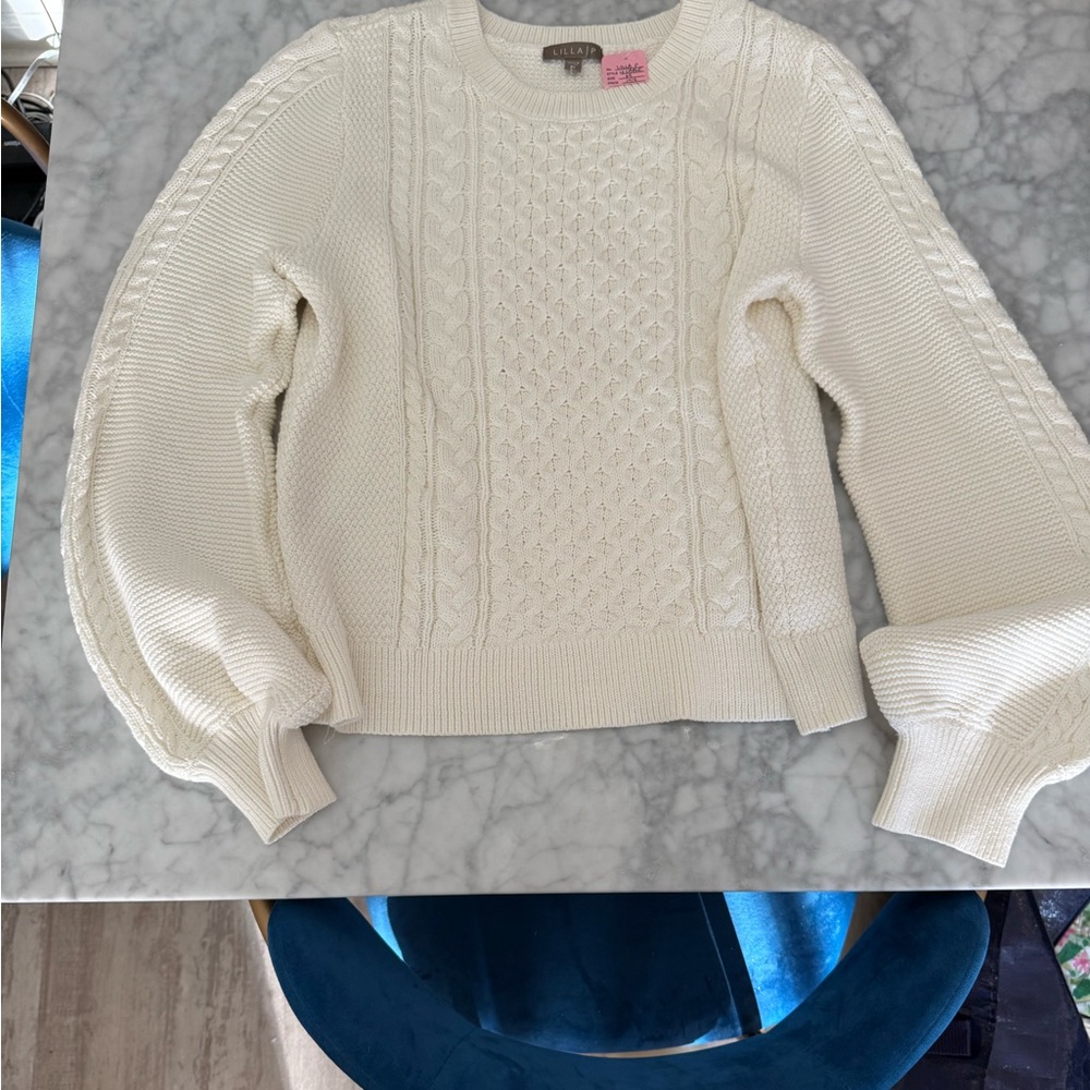 Lilla P Cream Cable Knit Sweater
